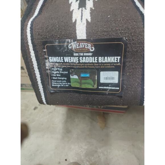 Weaver single weave saddle blanket 30" by 60" Brand new black brown and tan - Picture 2 of 3